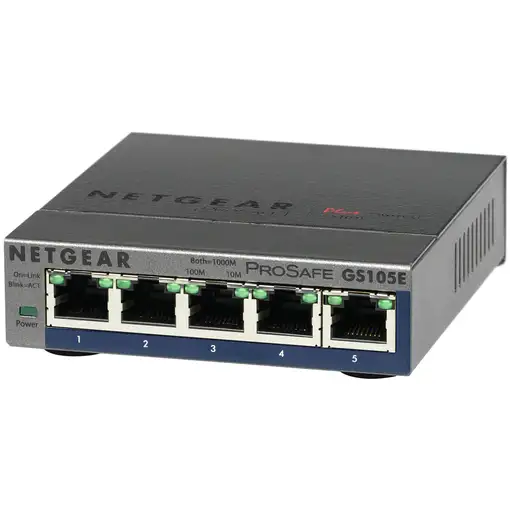 NETGEAR GS105E-200PES switch Gestionado L2/L3 Gigabit Ethernet (10/100/1000) Gris