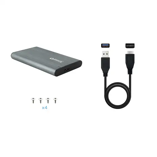 TooQ Caja Externa para Discos de 2,5” HDD/SSD, Gris