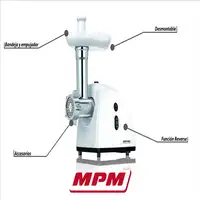 Picadora de Carne Eléctrica, Embutidora Salchicha,3 Discos Corte, MPM, MMM-05
