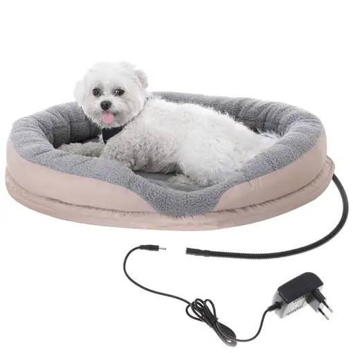 Cama Eléctrica Mascotas Perros Gatos , Calefactora Redonda 76x58cm, CR7431, Camry