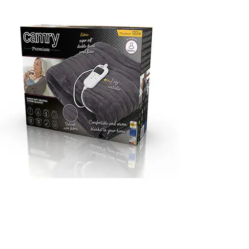 Camry Premium CR 7418 manta eléctrica y almohadilla 120 W Negro