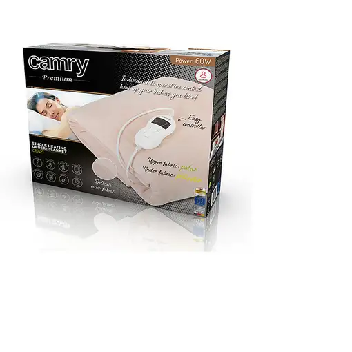 Camry Premium CR 7423 manta eléctrica y almohadilla 60 W Rosa Vellón, Poliéster