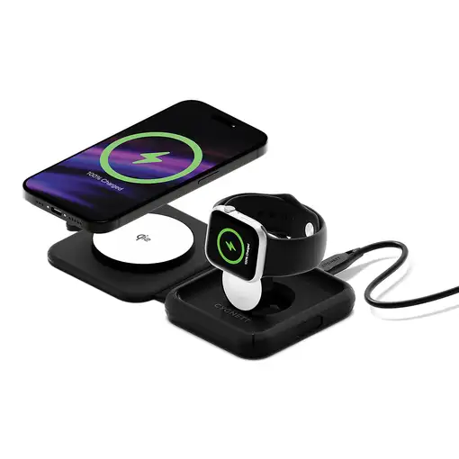 Cygnett MagTravel Qi2.0 2-in-1 Smartphone, Reloj inteligente Negro USB Cargador in