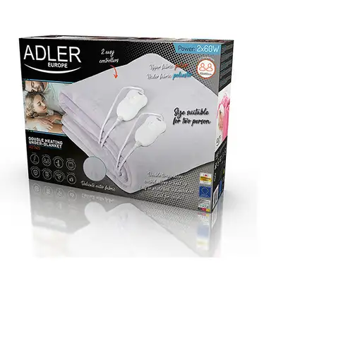Adler AD 7426 manta eléctrica y almohadilla Calentador de cama eléctrico 60 W Gris