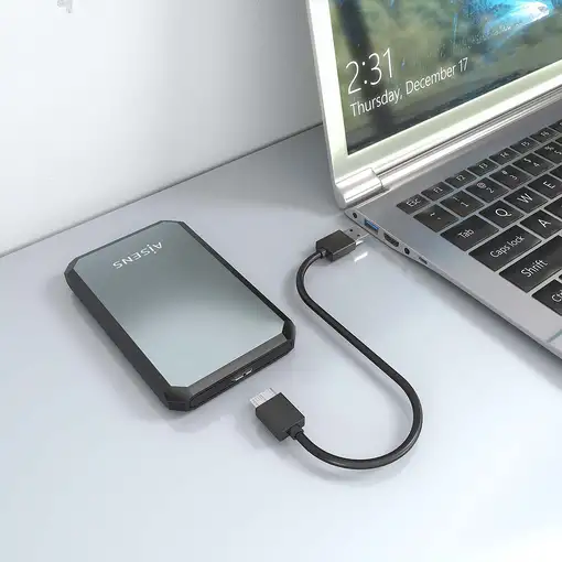 AISENS Caja externa 2.5\ ASE-2529B 9.5mm SATA a USB 3.0/USB3.1 Gen1, Negro-Gris