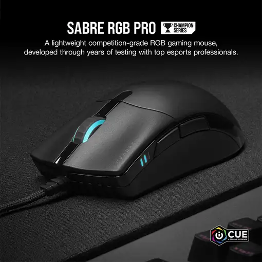 Corsair SABRE RGB PRO ratón Juego mano derecha USB tipo A Óptico 18000 DPI