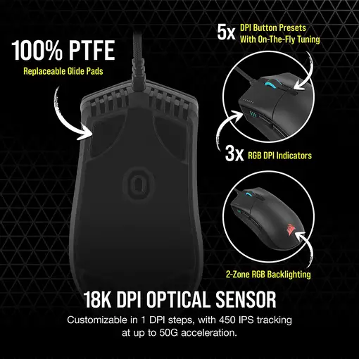 Corsair SABRE RGB PRO ratón Juego mano derecha USB tipo A Óptico 18000 DPI