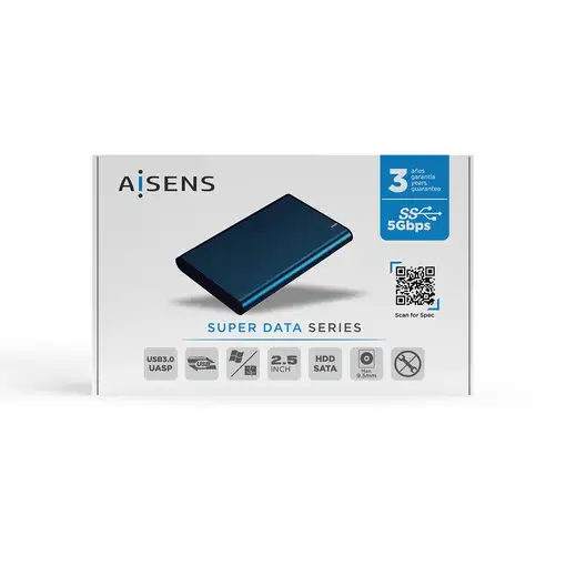 AISENS Caja Externa 2.5\ ASE-2525PB 9.5 mm SATA A USB 3.0/USB 3.1 Gen1, Azul Pacif