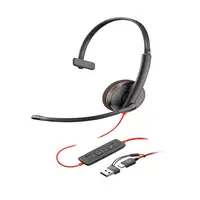 POLY Auriculares Blackwire 3210 monaural USB-C + adaptador USB-C/A (paquete)