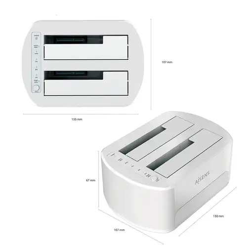 AISENS Estacion de Docking de Doble Bahia ASDS-D02W SATA 2.5/3.5 a USB 3.0/3.1 Gen