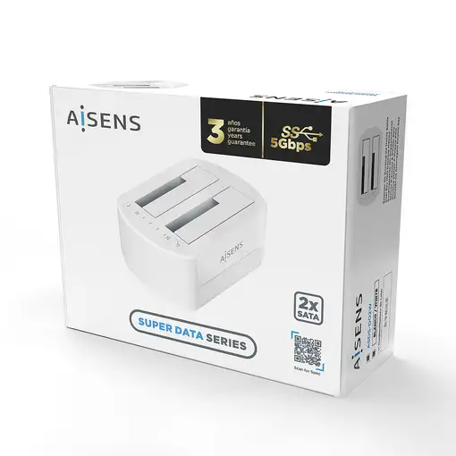 AISENS Estacion de Docking de Doble Bahia ASDS-D02W SATA 2.5/3.5 a USB 3.0/3.1 Gen