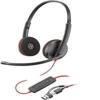 POLY Auriculares estéreo Blackwire 3220 USB-C + Adaptador USB-C/A