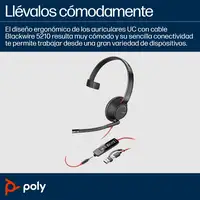 POLY Auriculares Blackwire 5210 monaural USB-C + conector de 3,5 mm + adaptador US