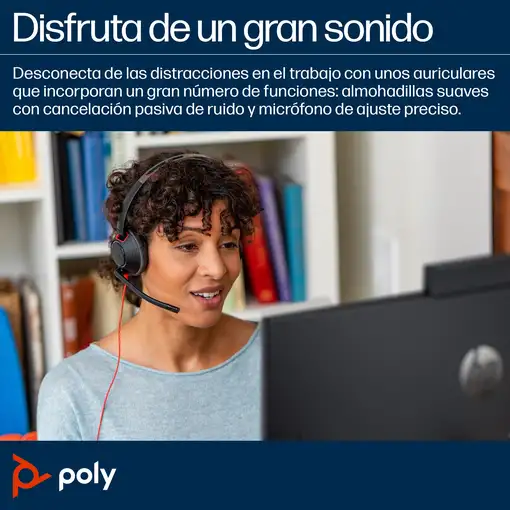 POLY Auriculares Blackwire 5210 monaural USB-C + conector de 3,5 mm + adaptador US