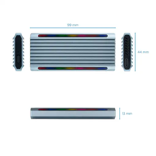 TooQ Shinobi Caja externa para unidad de estado sólido (SSD) Gris M.2
