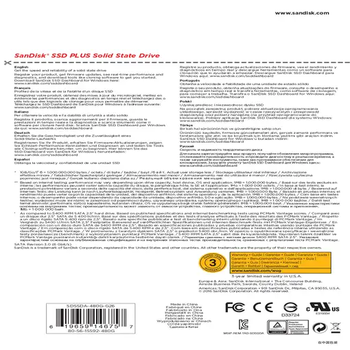SanDisk Plus 480 GB 2.5\ Serial ATA III SLC