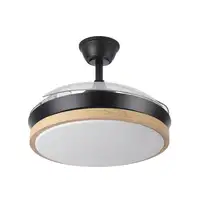 Ventilador DC Evros Negro/Haya 72W 3 aspas Desplegables, LED regulable, remoto