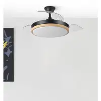 Ventilador DC Evros Negro/Haya 72W 3 aspas Desplegables, LED regulable, remoto