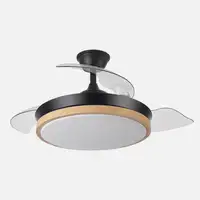 Ventilador DC Evros Negro/Haya 72W 3 aspas Desplegables, LED regulable, remoto