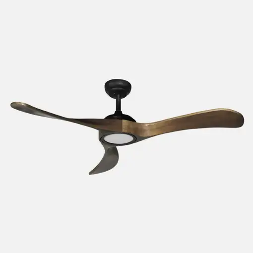 Ventilador DC Castelo negro/roble LED 3 aspas 132cm con mando