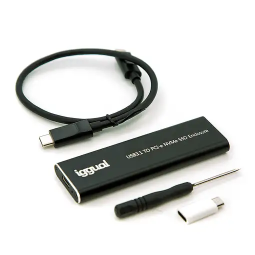 iggual Caja externa USB-C 3.1 SSD M.2 NVMe y SATA