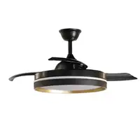Ventilador DC 72W Mandarin Negro/Oro, 3 aspas, 6 velocidades, LED regulable