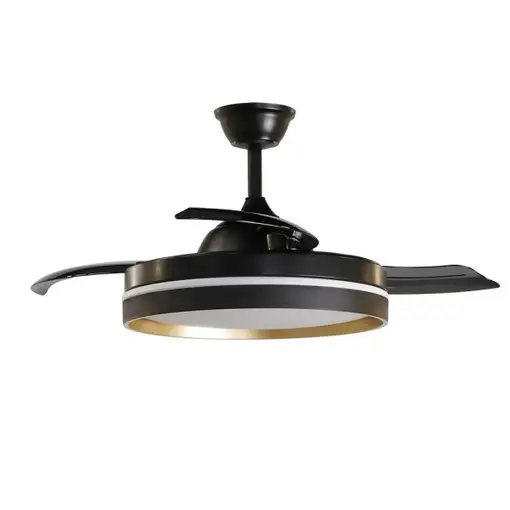 Ventilador DC 72W Mandarin Negro/Oro, 3 aspas, 6 velocidades, LED regulable