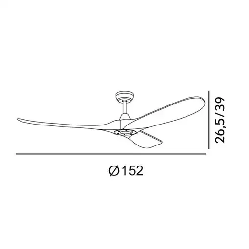 Ventilador DC Marin níquel 3 aspas sin luz