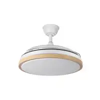 Ventilador DC Evros Blanco/Haya 72W 3 aspas Desplegables, LED regulable, remoto