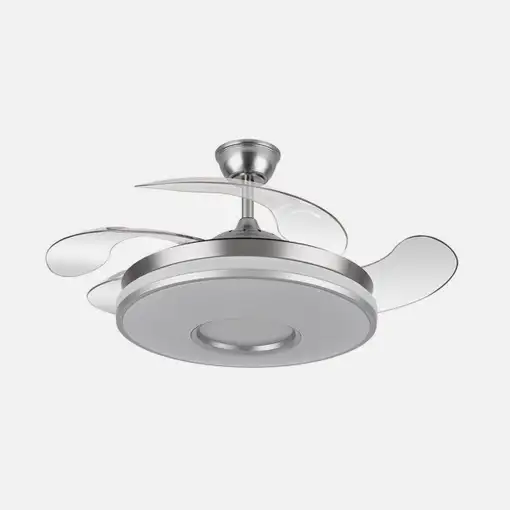 Ventilador Dani níquel 59W 4 aspas LED 6 vel. con mando y memoria