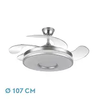 Ventilador Dani níquel 59W 4 aspas LED 6 vel. con mando y memoria