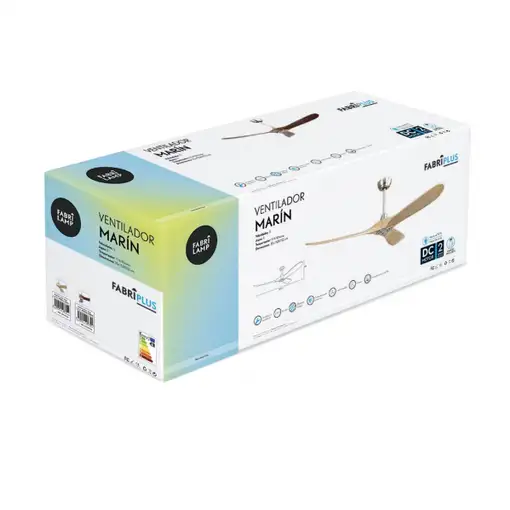 Ventilador DC Marin níquel 3 aspas sin luz haya