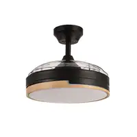 Ventilador Olimpia negro/madera LED 48W con aspas 91 cm
