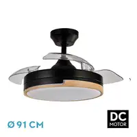 Ventilador Olimpia negro/madera LED 48W con aspas 91 cm