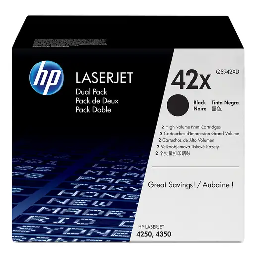 HP Pack de 2 cartuchos de tóner original LaserJet 42X de alta capacidad negro
