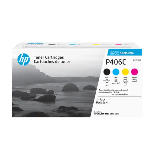 Samsung Paquete de 4 Cartuchos de Tóner Original HP CLT-P406C cian/magenta/amarill