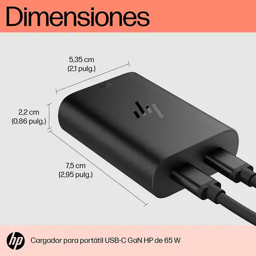 HP Cargador para portátil de con USB-C GaN de 65 W