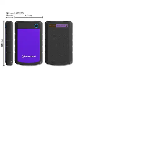 Transcend StoreJet 25H3P (USB 3.0), 2TB disco duro externo 5400 RPM 2.5" Micro-USB
