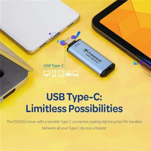 Transcend ESD300C 1 TB USB Tipo C Azul