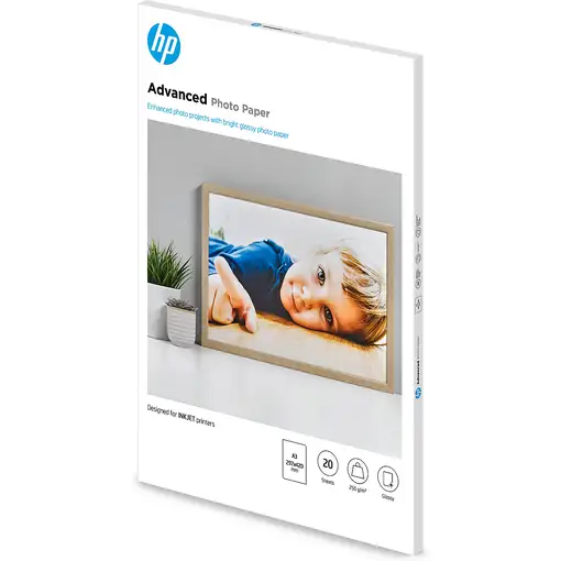 HP Papel fotográfico Advances, brillante, 250 g/m2, A3 (297 x 420 mm), 20 hojas