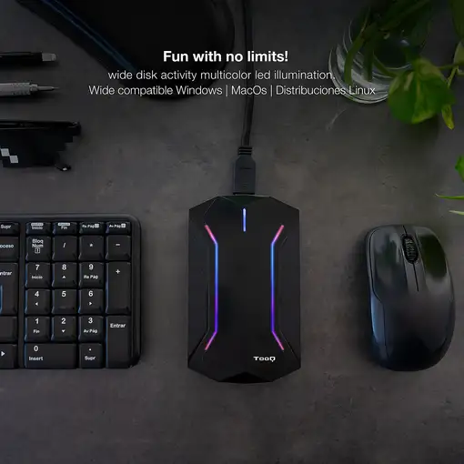 TooQ TQE-2599RGB caja para disco duro externo Carcasa de disco duro/SSD Negro 2.5\