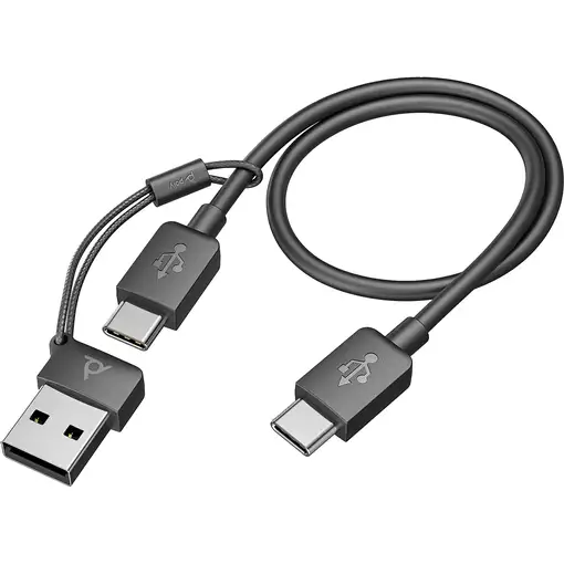 POLY Auriculares Voyager Focus 2 UC + Cable USB-A a USB-C + Soporte de carga