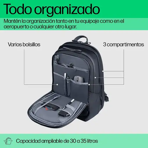HP Mochila para portátil de 17 pulgadas Travel Plus 30L