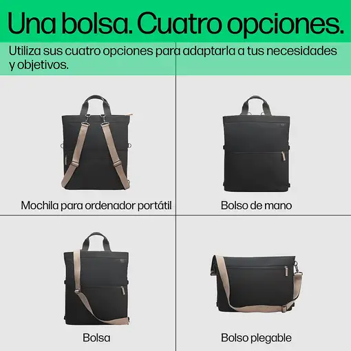 HP Bolso de mano de mochila para ordenador portátil convertible de 14 pulgadas