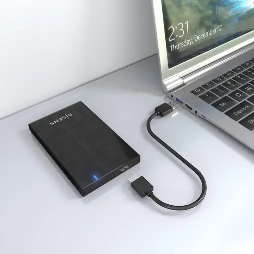 AISENS Caja externa 2.5\ ASE-2527B 9.5mm SATA a USB 3.0/USB3.1 Gen1, Negro
