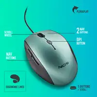 Ratón ergonómico con cable y botones silenciosos con adaptador USB a tipo C, NGS 