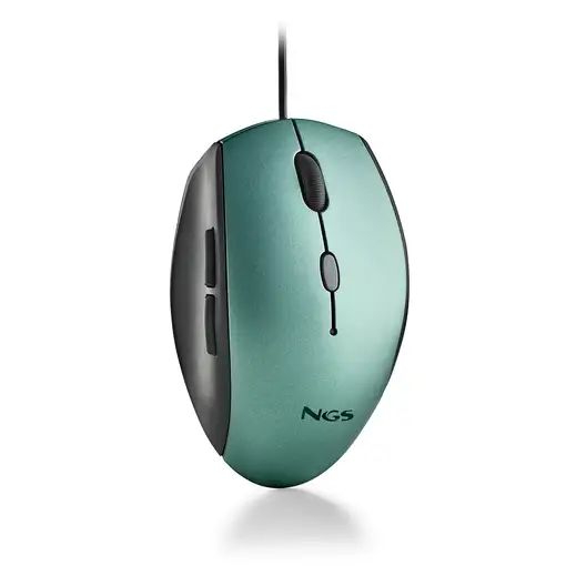 Ratón ergonómico con cable y botones silenciosos con adaptador USB a tipo C, NGS 