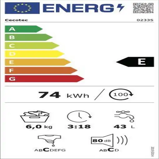 Lavadora blanca 6 kg, 1000 rpm, Bolero DressCode 6000N CECOTEC