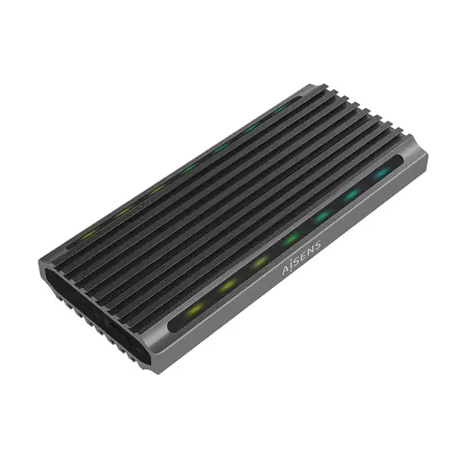 AISENS Caja Externa M.2 RGB Gaming ASM2-RGB011GR SATA/NVMe A USB3.1 Gen2, Gris