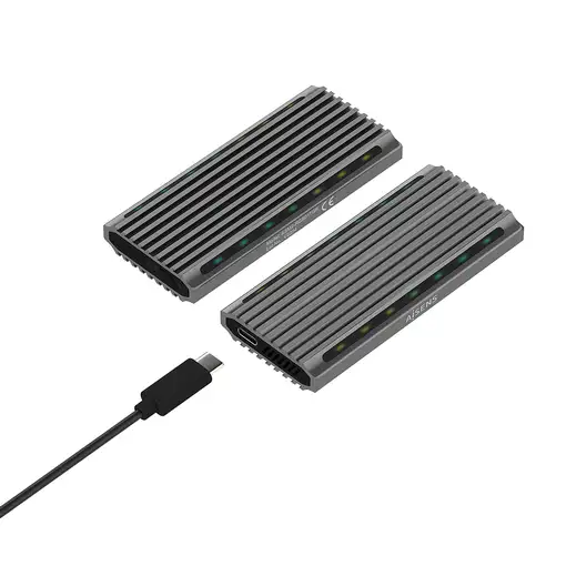 AISENS Caja Externa M.2 RGB Gaming ASM2-RGB011GR SATA/NVMe A USB3.1 Gen2, Gris